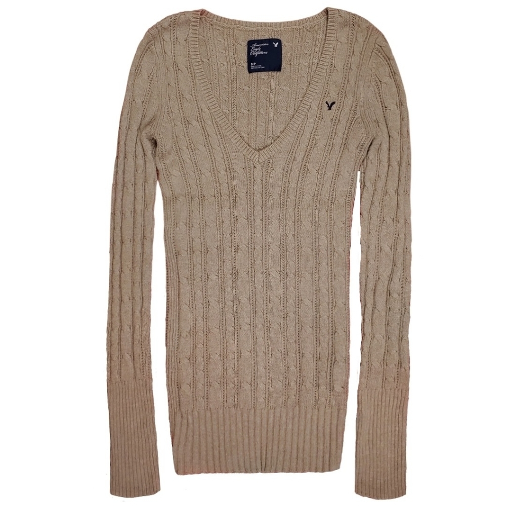 American Eagle mostly-cotton ribbed slim-fit cableknit sweater / Women's Small